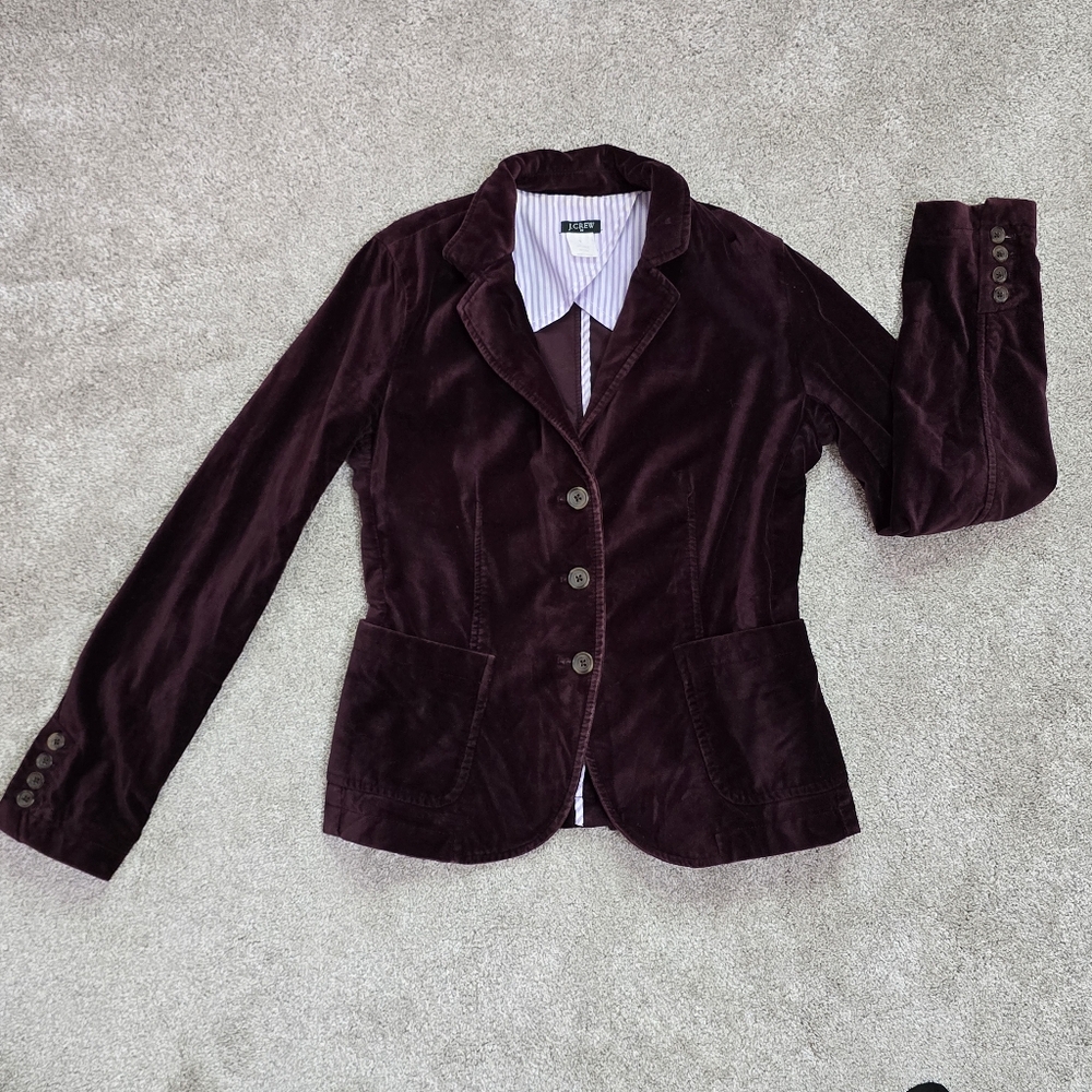 J. Crew Purple Burgundy Velvet Blazer Y2K Goth 4 - Picture 7 of 15